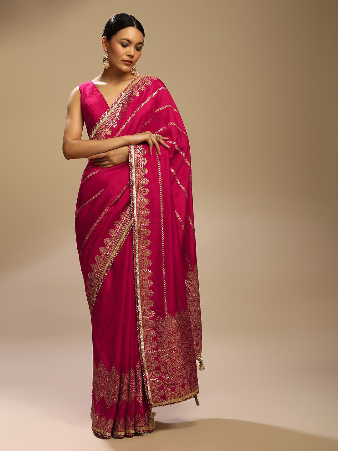 KALKI Fashion Floral Woven Design With Gotta Patti Details Saree