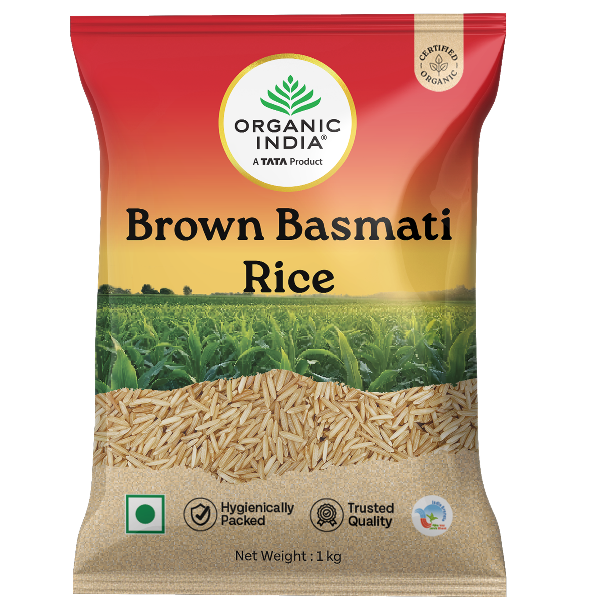 Brown-Basmati-FOp.png Organic India Brown Basmati Rice - 1 kg - Image 1