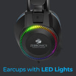 ZEBRONICS Zeb-Jet� Premium Headphone,LED Headband,Suspension Design, 2 mtr 3.5mm+USB Wired Gaming (Black + Blue, On the Ear) - Image 3